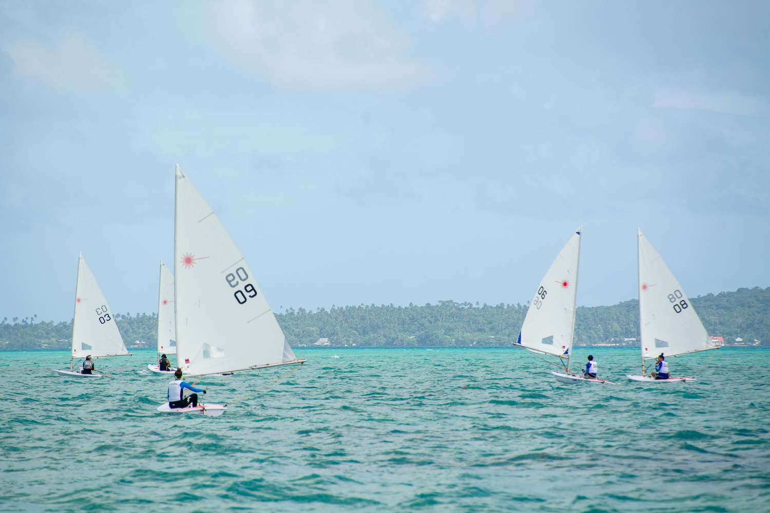 Sailing boats competing in a race