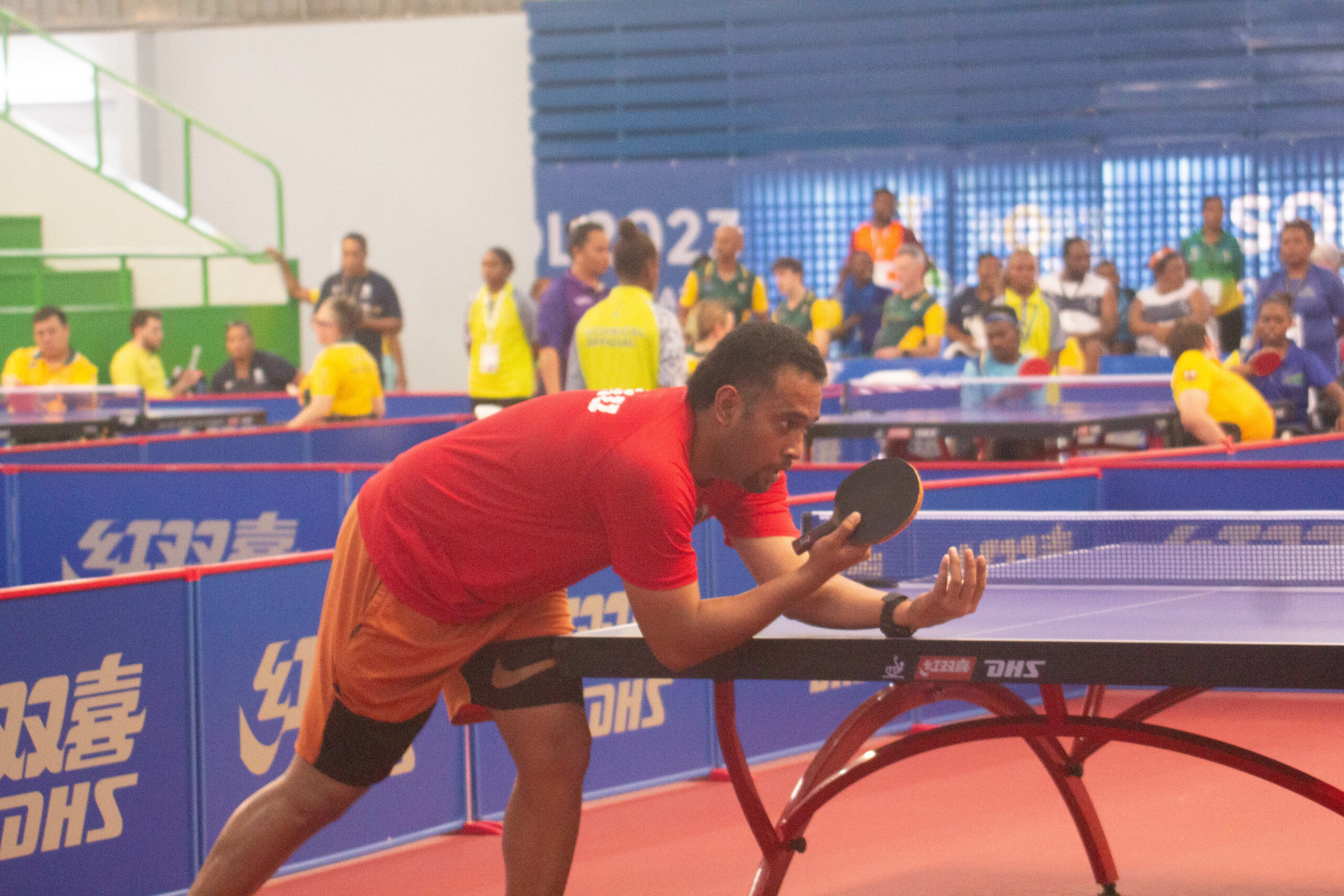 A man playing table tennis