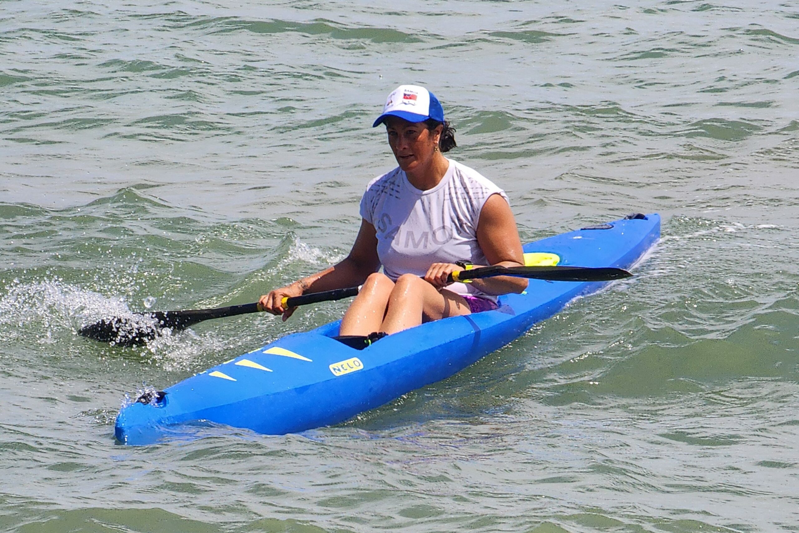 A woman kayaking