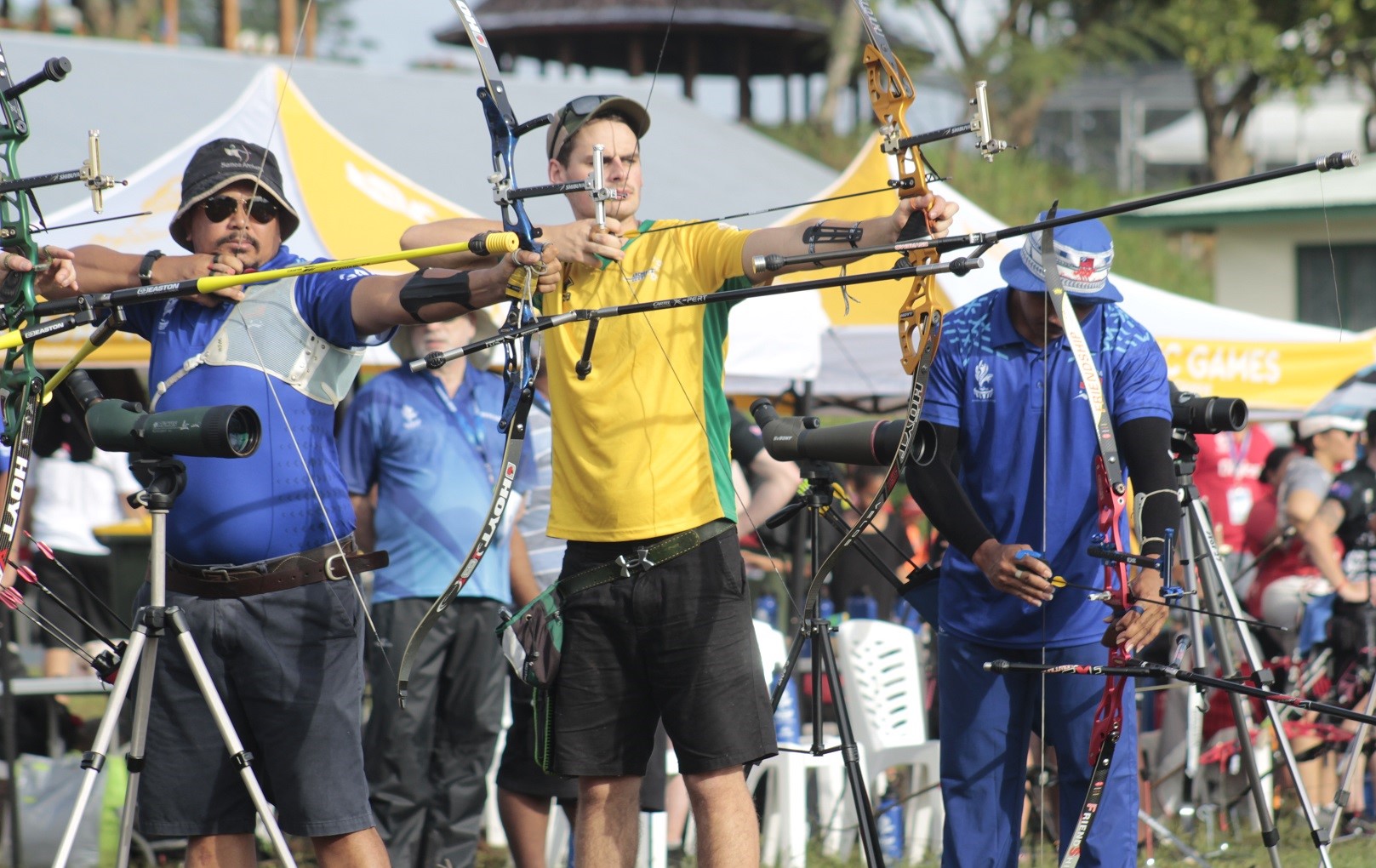 Men competing in archery
