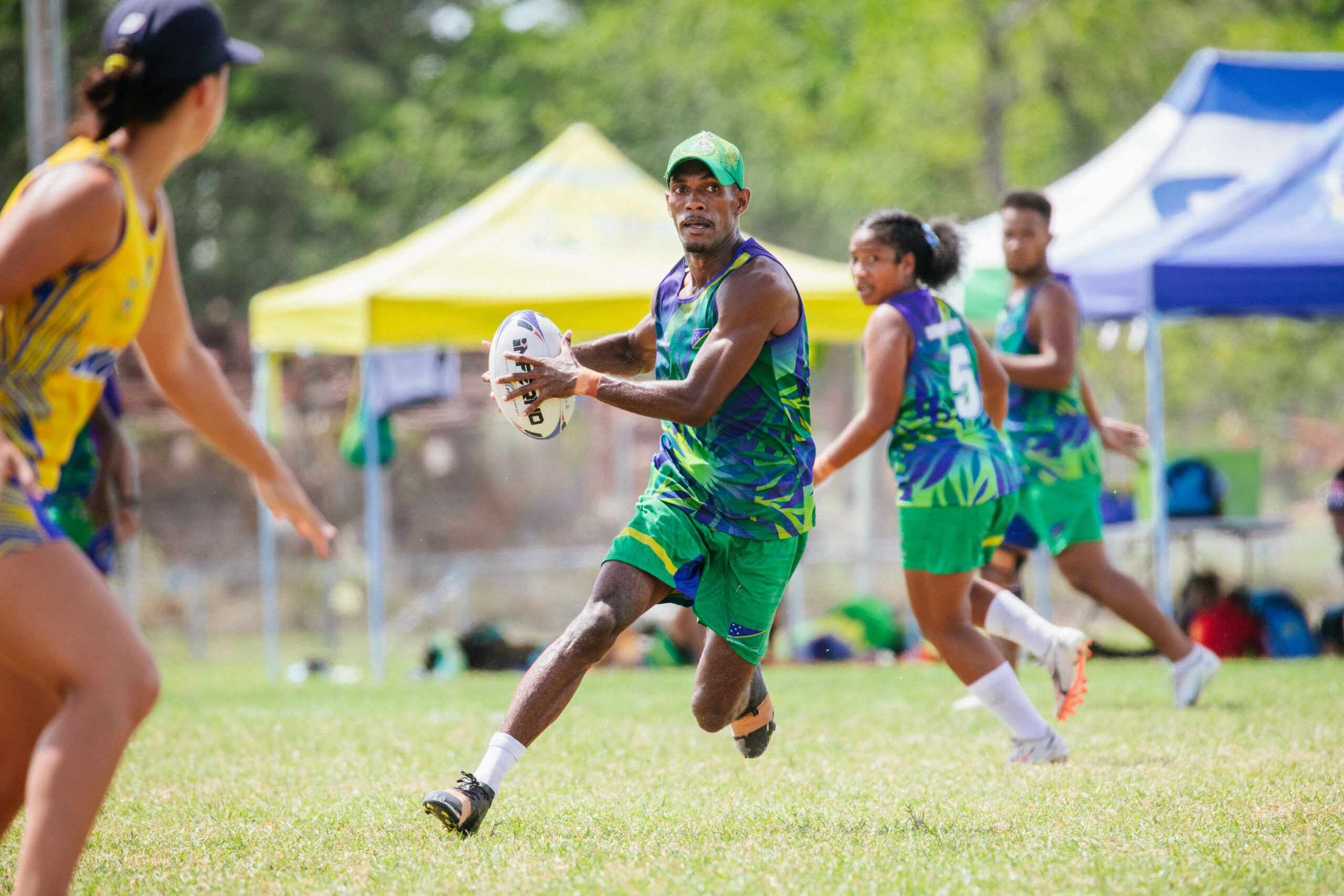 People playing touch rugby