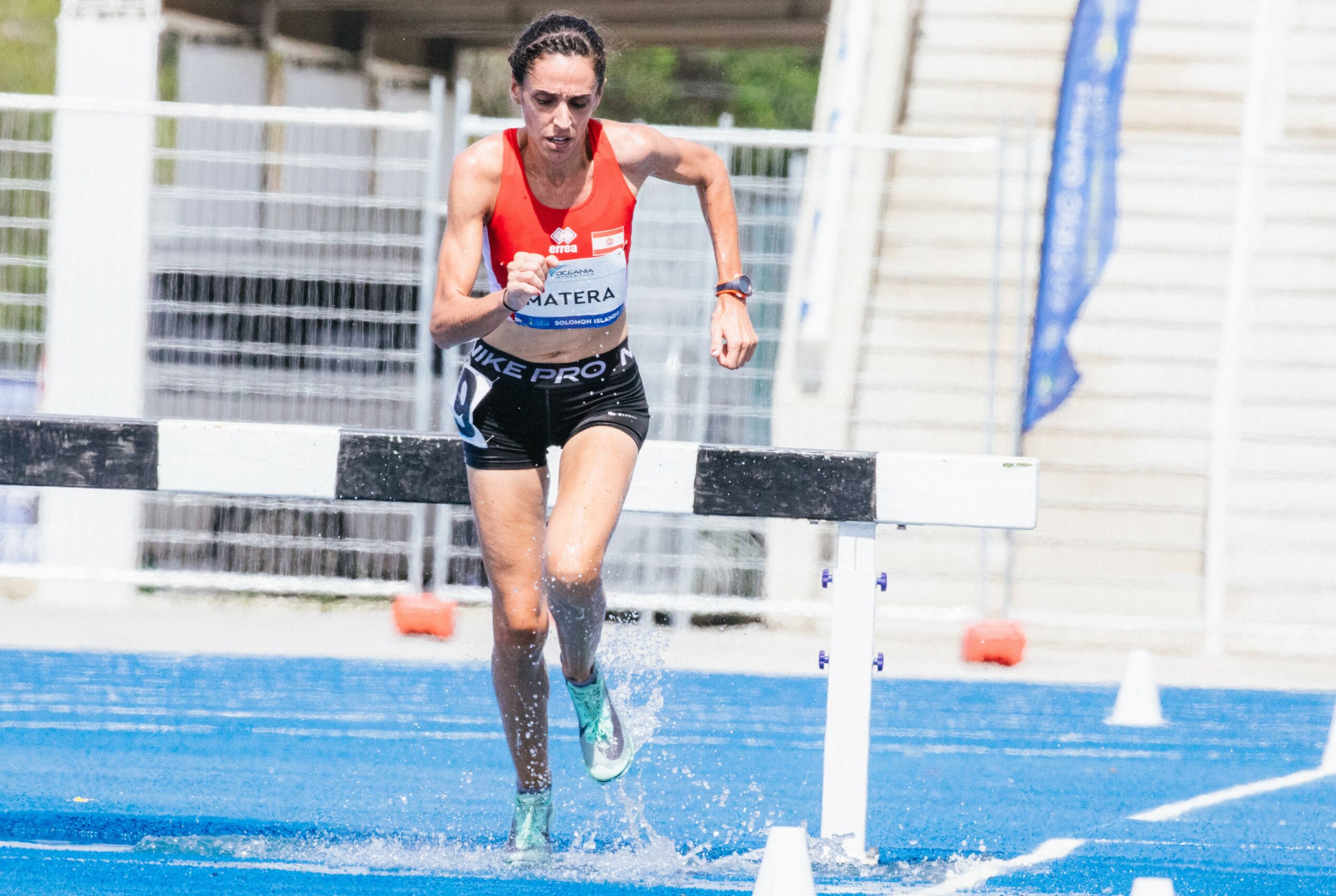 A woman running a race